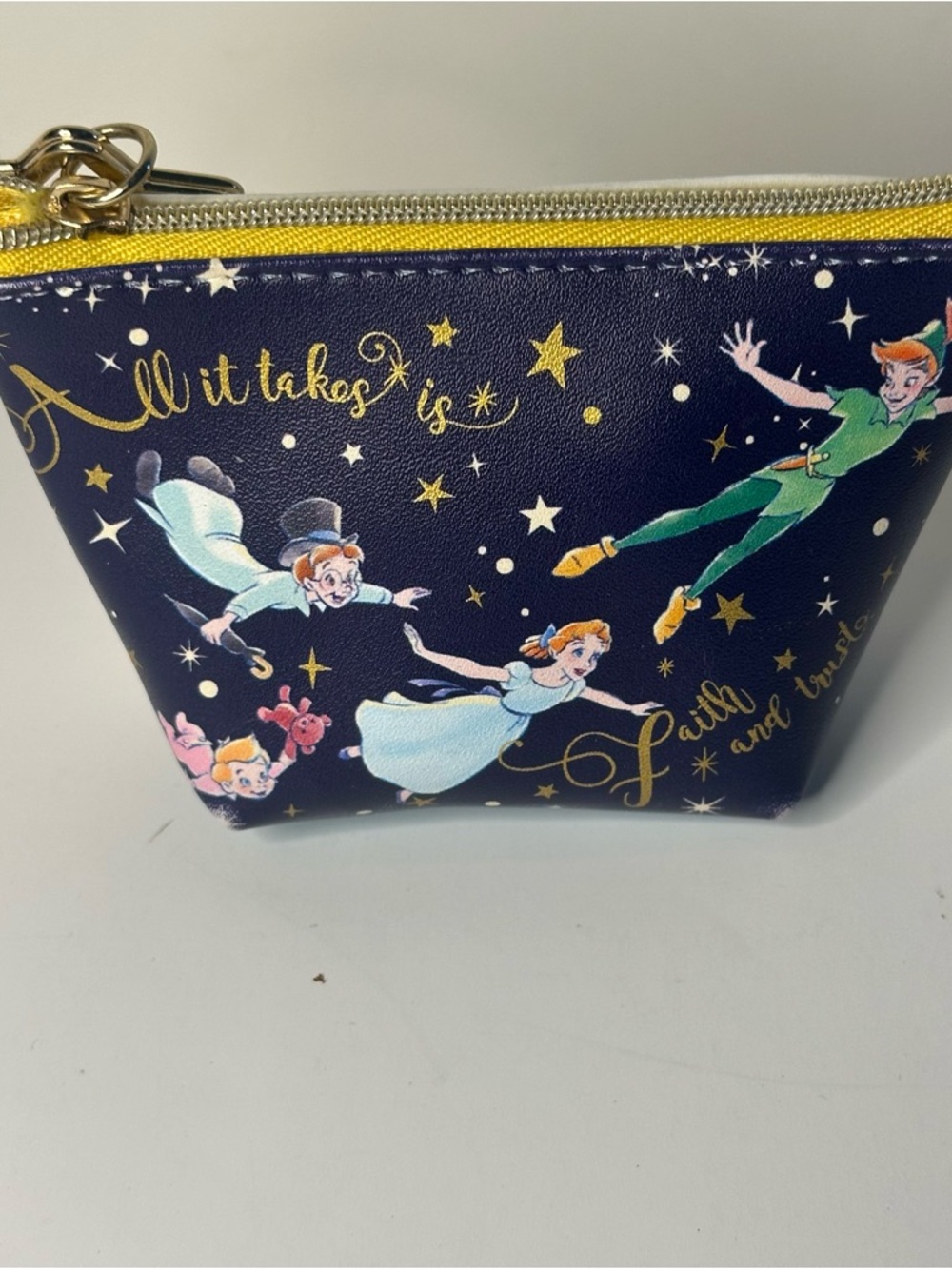 Vintage Disney Store Tink/Peter Pan Storybook Art Bag Charm/Coin Purse Keychain
